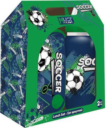 Must Team Set De Masă Pentru Copii Din Inoxidabil Tematică Fotbal 0.5 Litri