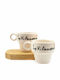 SteweHome Set Cesti Espresso Ceramice Bej 90ml 2 Bucăți