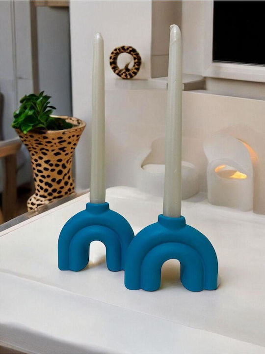 SteweHome Ceramic Candle Holder in Blue Colour 10x10cm Various Colors