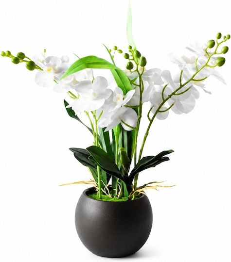Decorative Artificial Orchid 42cm Black Planter 87552-3