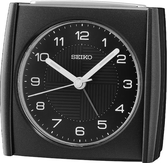Seiko Αθόρυβο Επιτραπέζιο Ρολόι με Δείκτες με Ξυπνητήρι Μαύρο QHE205J
