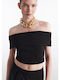 Γυναικείο Crop Top Off-Shoulder Μαύρο