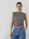 Women's Sleeveless Polo Blouse Anthracite