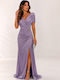 Maxi Evening Dress with Slit Lilac