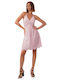 Sommer Mini Wickel Damenkleid Rosa