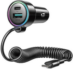 Joyroom JR-CL07 Φορτιστής Αυτοκινήτου με Θύρες 1xUSB-A 1xType-C και Καλώδιο Type-C