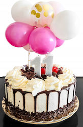 Pink Weiß Ballon Topper Gold Konfetti