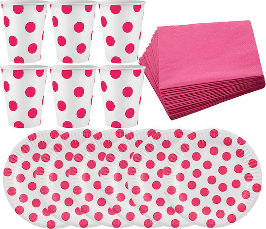 Set Teller Becher Servietten Rosa Punkte