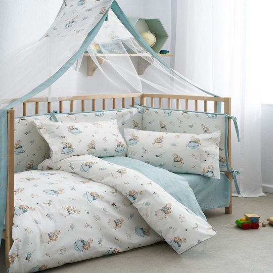 Vesta Home Βρεφικό Κουβερλί Βαμβακερό White-ciel 120x160cm
