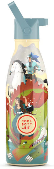 Cool Bottles Kids Water Bottle Thermos Stainless Steel with Pop-Up Cap Knight Legend 350ml