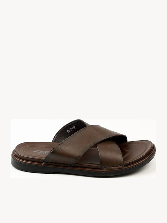 Leder Herrensandalen in Braun Farbe