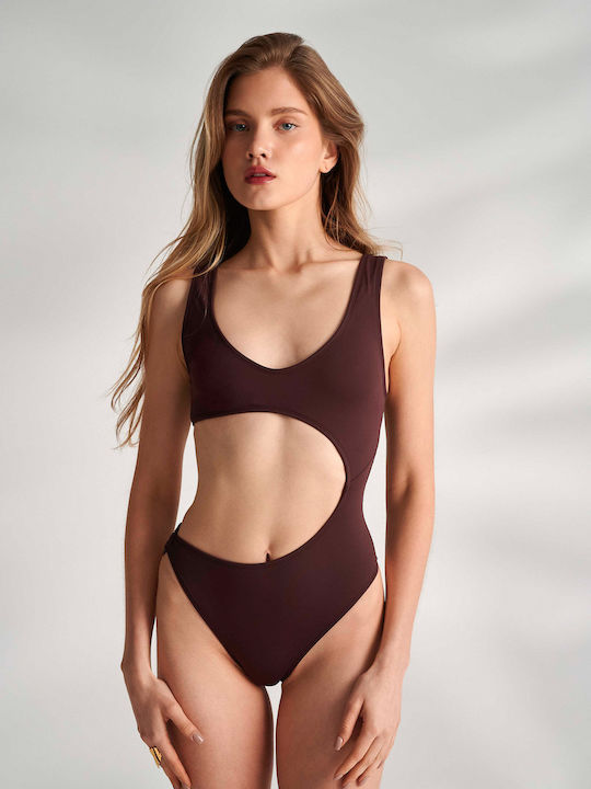 Lingerie Boutique Badeanzug mit Öffnungen Burgundisch