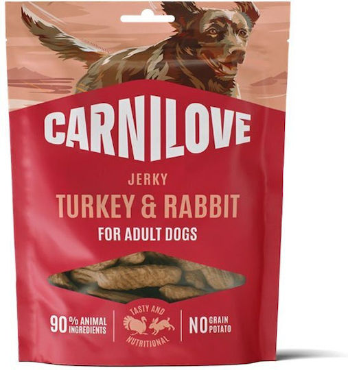 Carnilove Jerky Λιχουδιά Σκύλου χωρίς Σιτηρά με Κρέας, Γαλοπούλα, Κουνέλι και Λαγό 100gr