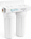 QWaterFilters QUC2 Συσκευή Φίλτρου Νερού Διπλή Κάτω Πάγκου με Ανταλλακτικό Φίλτρο NW.0084