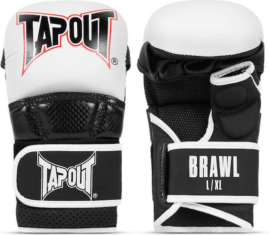 MMA Gloves Tapout Brawl MMA Sparring Gloves White Black