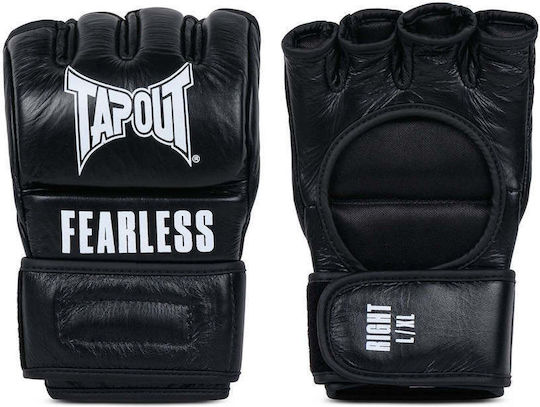 MMA Gloves Tapout Fearless Leather MMA Gloves Black White