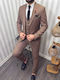 Men's Suit with Vest Slim Fit Brown