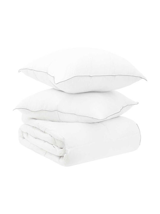vidaXL Set Double Quilt 200x220cm White 2pcs