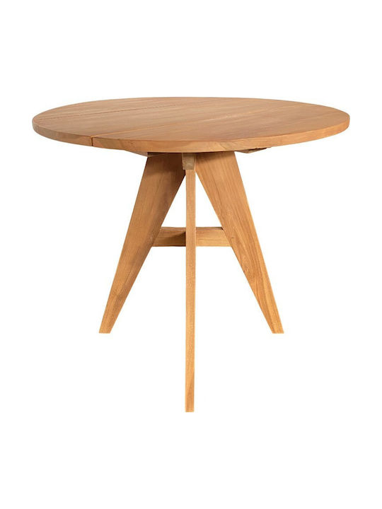 Cadrada Round Kitchen Table from Solid Wood Natural Shade 80x80x76cm