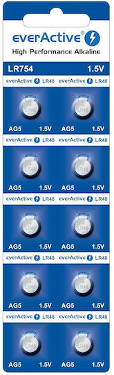 everActive Мини алкална батерия AG5 G5 LR754 LR48 блистер 10