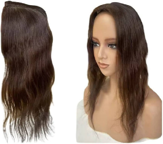 Women’s Hair Topper Toupee Human Hair 4 Clips 10cmx12cm Dark Chestnut #2 46 Cm