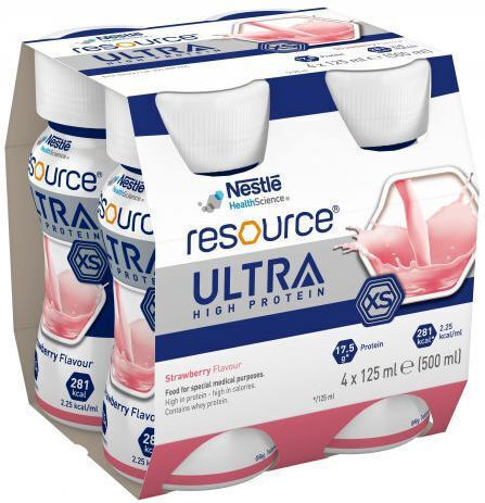 Nestle Resource Ultra + High Protein με Γεύση Φράουλα 4x125ml