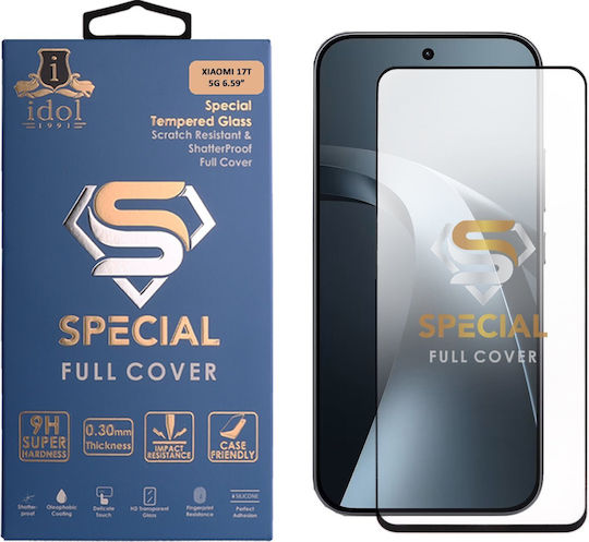 Idol 1991 Специално Закалено Стъкло Xiaomi 17t 5g 6.59in 9h 0.25mm Пълно Покритие За Пръстови Отпечатъци Full Glue Черно