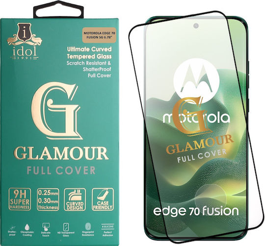 Idol 1991 Glamour Tempered Glass Motorola Edge 70 Fusion 5g 6.78in 9h 0.30mm Full Cover 3d Edge Glue Finger Unlock Black