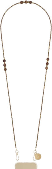 La Coque Francaise Long Chain Iris 120cm Bronze Beads Gold Charms Women's