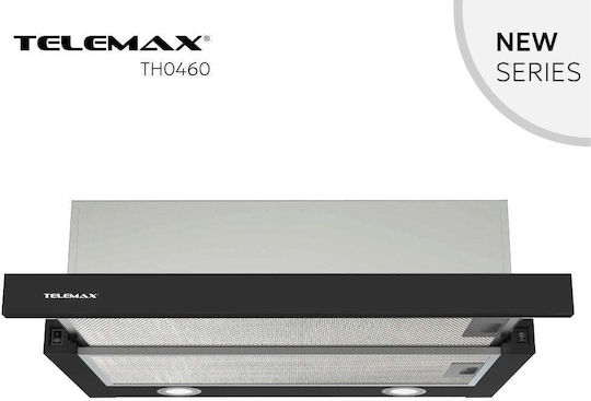 Telemax TH0460 Retractable Recirculation Vent Hood 60cm Black