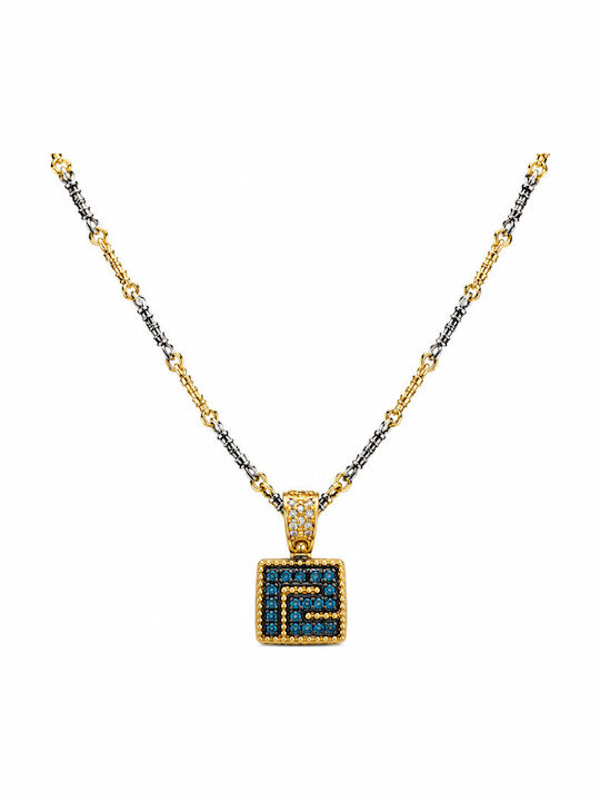 Dimitrios Exclusive Necklace From Gold Plated Silver With Blue Zircon