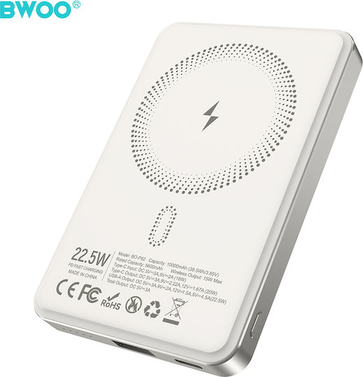BWOO Power Bank 10000mAh 15W with USB-A Port and USB-C Port Grey