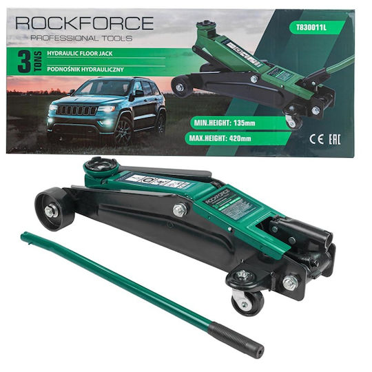 Rockforce Υδραυλικός Γρύλος Μπουκάλας με Δυνατότητα Ανύψωσης έως 42εκ. και Φορτίο Βάρους έως 3 Τόνους