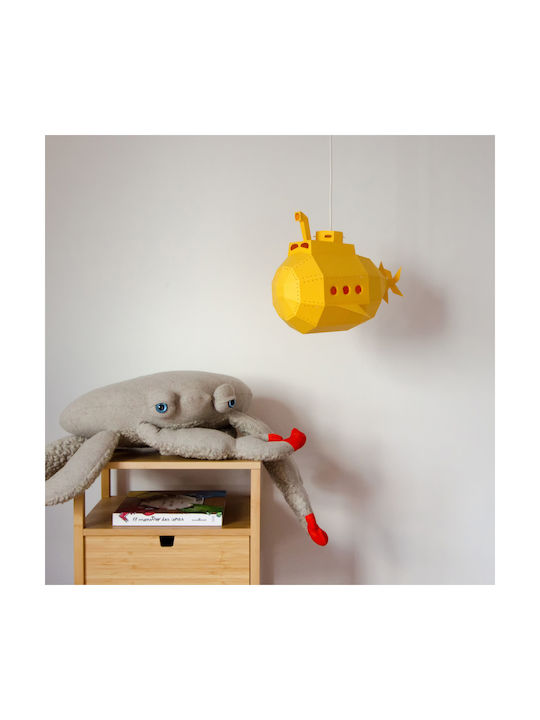 Owl Paperlamps Single-Light Kids Ceiling Light Paper with E27 Socket Yellow 34x27cm
