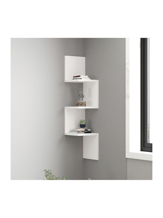 Corner Wall Shelf Zikzak White 25x25x105.4cm