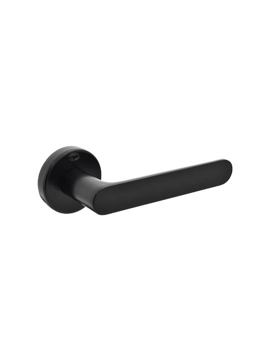 Convex Front Door Lever With Rosette 1905 Pair With Mouthpiece Matte Black