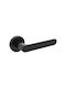 Convex Front Door Lever With Rosette 1905 Pair With Mouthpiece Matte Black