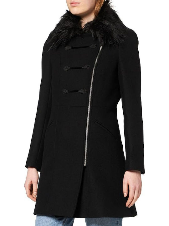 Naf Naf Alili Classic Women's Wool Black Coat S