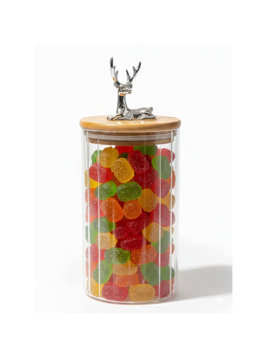 SteweHome Set of 2 Pieces Glass White Cereal Jars with Airtight Lid 9x15cm