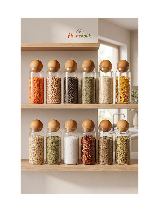 SteweHome Set of 12 General Use Glass Brown Jars with Cork 1300ml
