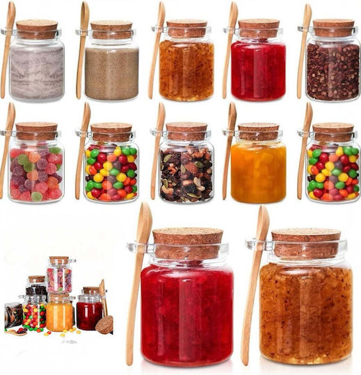 SteweHome Set of 4 General Use Glass White Jars with Cork 250ml