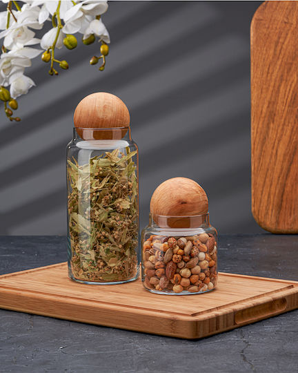 SteweHome Set of 2 Sugar Jars with Lid and Stand Glass Brown 1400ml