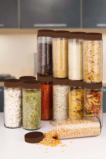 SteweHome Set of 12 General Use Glass Orange Jars with Lid 1500ml