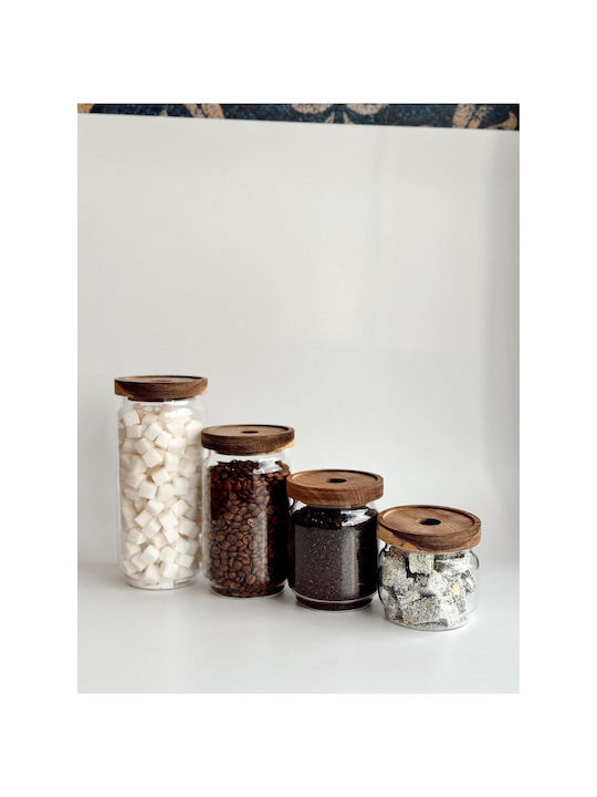 SteweHome Set of 4 General Use Glass Orange Jars with Lid