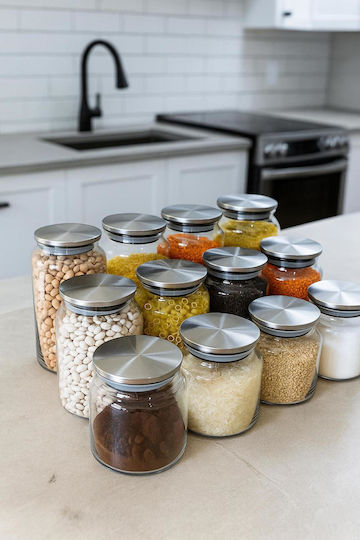 SteweHome Set of 12 General Use Jars with Metallic Lid 500ml