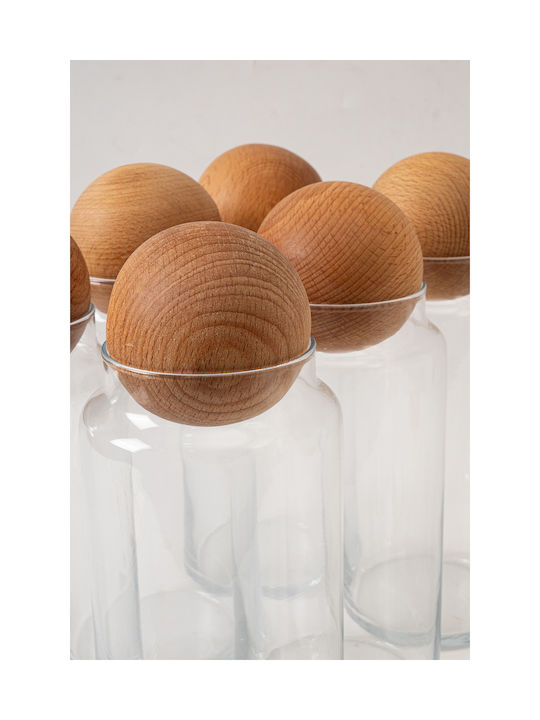 SteweHome Set of 6 Glass Brown Jars for Coffee Tea Pasta with Cork 1300ml