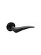 Convex Front Door Lever With Rosette Pair With Mouthpiece Matte Black