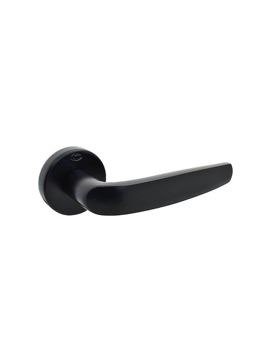 Convex Middle Door Lever with Rosette 2245 Pair with Mouthpiece Matt Black