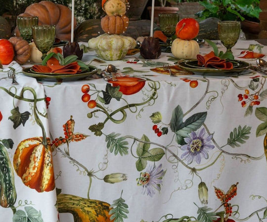 Tessitura Toscana Telerie Τραπεζομάντηλο Βαμβακερό Tablecloth Kurbis Πορτοκαλί 170x360εκ.
