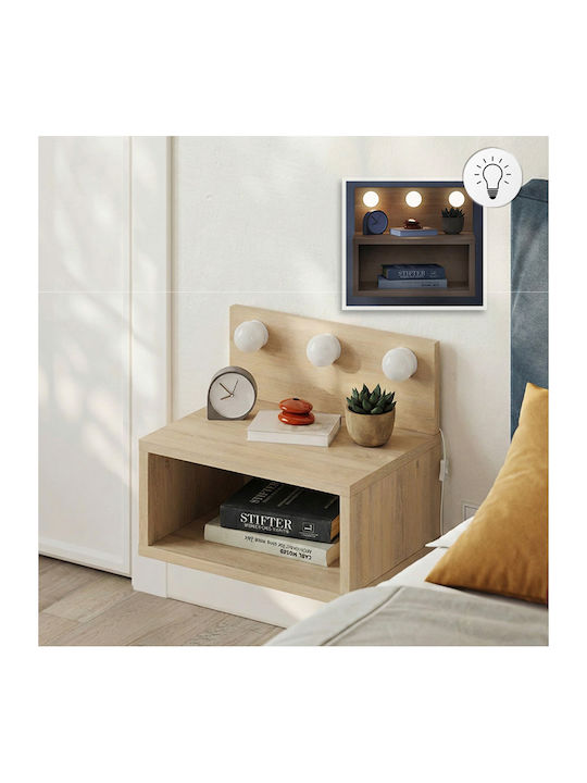 Bedside Table Treo Wooden Beige 40x30x33.8cm